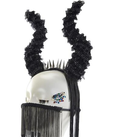 amangul Halloween Devil Horns Headband Antelope Headband n Horn Headwear Mask Chain For Women Fringes Masquerade - Buy Online on GoSupps.com