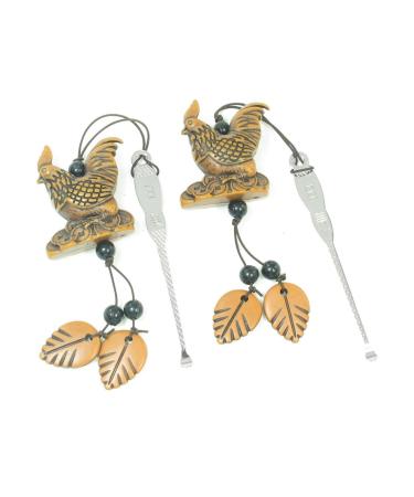 Qtqgoitem 2.8 Long Steel Ear Wax Remover Cleaner w Black Beads Chicken Hanging Drop 2 Pcs (Model: c4b 623 820 495 432)