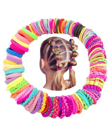 Baset sual 100-pack Different girls hair cables 10-pack colored hair tie elastic hair tie for girls ponytail hair ropes for children girls and women
