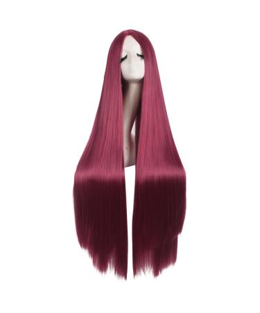 MapofBeauty 40 Inch/100cm Fashion Straight Natural Long Costume Anime Wig (Red)