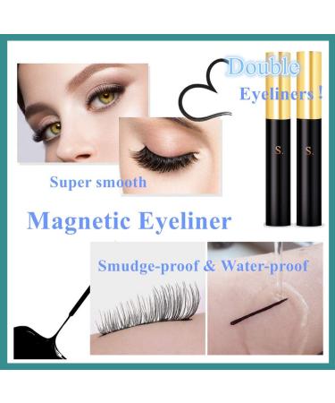 5 Pairs Reusable Magnetic Lashes and Eyeliner Kit Best Magnetic Eyeliner for Natural Magnetic Lashes Set Comes with 2 Tubes of Magnetic Eyeliner - Buy Online on GoSupps.com
