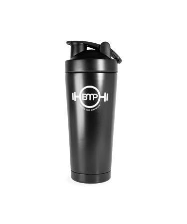 BMP Fitness stainless steel protein shaker 750 ml | Sustainable metal protein shaker with spiral ball | Stainless steel drinking bottle (black)
