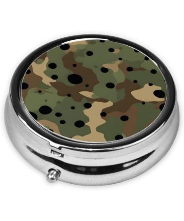 Camouflage Round Pill Box - 3 Compartment Travel Organizer for Vitamins & Medications | Portable Mini Decorative Pill Case - Buy Online on GoSupps.com