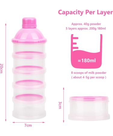 Vicloon Infant Milk Powder Dispenser - Portable 5-Layer Container for Kids - Stackable Snack Storage in Pink - Buy Online on GoSupps.com