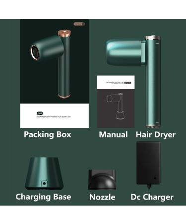 Cordless Hair Dryer with Nozzle Portable Travel Blow Dryer with Charging Base Rechargeable Cold/Hot Wind 23400mAh Built-in Battery for Home & Travel - Buy Online on GoSupps.com