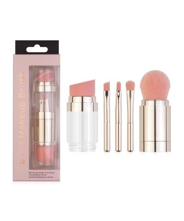 Travel Makeup Brush Set | 5-in-1 Multifunctional Brush & Sponge Set | Foundation & Concealer Brushes for Women | Perfect Gift for Beauty Lovers | Gold - Buy Online on GoSupps.com