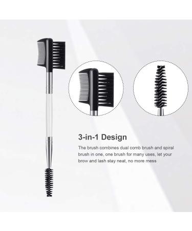 3 Pcs Dual-Head Eyebrow & Eyelash Grooming Brush Set - White - for Women & Girls - Buy Online on GoSupps.com