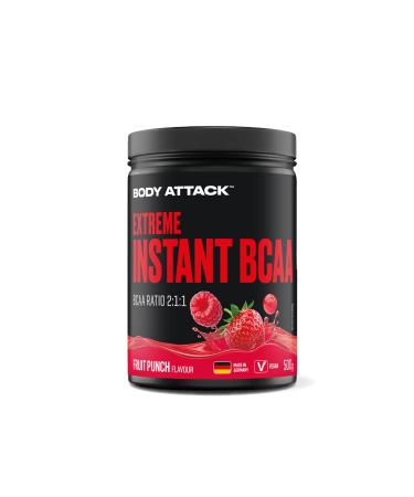 Body Attack Body Attack Instant BCAA 500 g Fruit Punch Made in Germany Vegan BCAA powder that dissolves easily in a high ratio