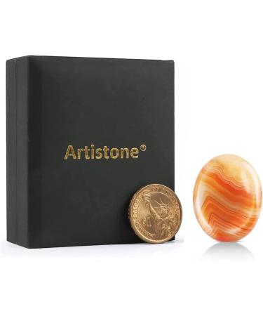 Artistone Red Carnelian Crystal Worry Stone - 2 inch Polished Chakra Thumb Stone for Anxiety Relief and Meditation Therapy - Buy Online on GoSupps.com
