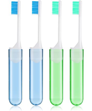 Sibba Manual Toothbrush Set - 4 Soft Bristle Portable Camping Toothbrushes with Case | Travel Oral Care | Foldable & Individually Wrapped - Buy Online on GoSupps.com