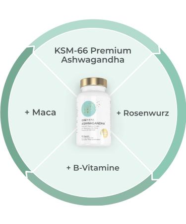 Ashwagandha Capsules 500mg - High Dose Vegan KSM66 Extract with Sleepberry Complex Rhodiola Rosea & Maca | Biotin & Folic Acid Supplement - Buy Online on GoSupps.com