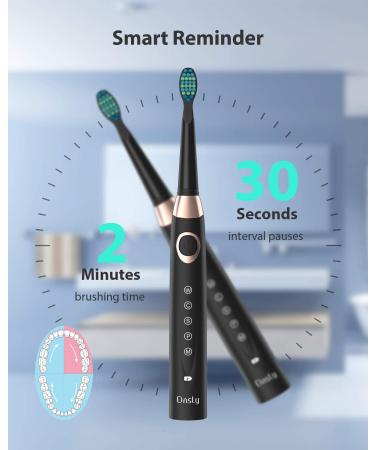 Dnsly Electric Toothbrush for Adults   Ultrasonic Rechargeable Sonic Toothbrushes   5 Modes with Smart Timer   4 Hours Charge for 30 Days Use   4 Black Toothbrush Heads A-black - Buy Online on GoSupps.com