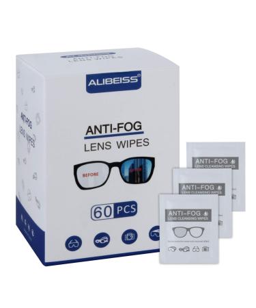 Alibeiss Anti-Fog Lens Wipes Pre-Moistened Anti-Fog Wipes,6" X 5",for Eye Glasses (60 Pack) 6x5 Inch (Pack of 60)