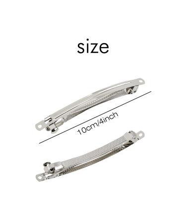 Cinaci 20 Pack 4 Inch Blank Silver Metal French Barrettes Snap Hair Clips Pins for Women Girls - DIY Craft Hair Accessories - Buy Online on GoSupps.com
