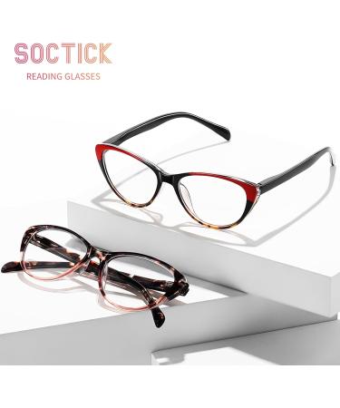 Cat Eye Reading Glasses for Women | Blue Light Blocking | 1.5 Diopter Fashion Eyewear | 4 Pack with Comfort Spring Hinges - Buy Online on GoSupps.com