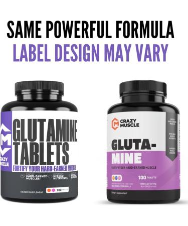 Crazy Muscle Keto Friendly L Glutamine Tablets 1000mg Post Workout Supplement to Increase Recovery Decrease Delayed Onset Muscle Soreness Reinforce Strength Gains & Heal Leaky Gut (100 Pills) - Buy Online on GoSupps.com