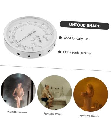 Garneck Sauna Moisture Thermometer & Hygrometer - Stainless Steel Room Thermometer & Wall Clock for Home - Accurate Pressure Display - Buy Online on GoSupps.com