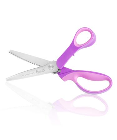 Sewing Pinking Shears for Fabric Paper Leather Professional Craft Scissors with Sharp Stainless Steel Blades  P.LOTOR Lightweight Serrated Scissors with Comfortable Handle 9.3 Inch Purple