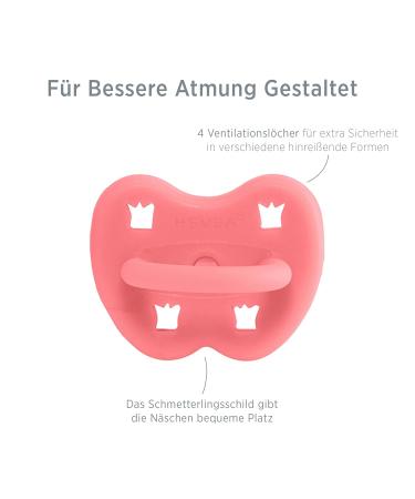 HEVEA Natural Rubber Pacifier - Jaw-Friendly Design for 3-36 Months - Coral Pink - Eco-Friendly & Safe for Babies - Buy Online on GoSupps.com