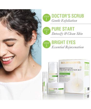 GOLDFADEN MD Brightening Transformation Kit - Advanced 3Pc Skin Care Set with Microdermabrasion Exfoliator Cleanser & Eye Cream for Radiant Skin - Buy Online on GoSupps.com