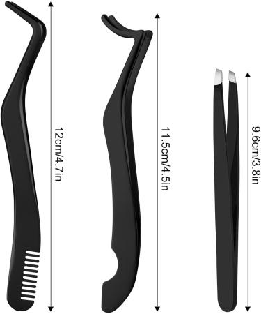 simarro 3 Pcs Eyelash Applicator Tool Set False Eyelashes Applicator Tool Remover Clip Professional Eyelashes Tweezers Curved Eyelash Eyebrow Curler for Beginners Makeup Artists (Black) - Buy Online on GoSupps.com
