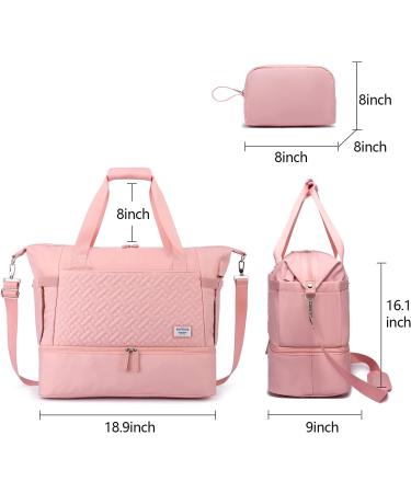 Women's Gym Bag with USB Charging Port | Pink Sports Duffel for Dance, Gym, Yoga & Travel - Buy Online on GoSupps.com