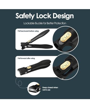 DUAIU Self-Locking Nail Clippers for Thick Nails - Ergonomic Toenail Clippers with Catcher for Seniors - Manicure Pedicure Gift for Men and Women - Buy Online on GoSupps.com