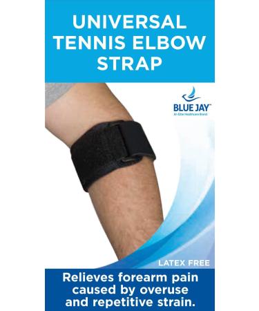 Blue Jay Elite Healthcare Universal Tennis Elbow Brace for Tendonitis & Bursitis - Pain Relief Compression Pad for Men & Women (Black - Buy Online on GoSupps.com