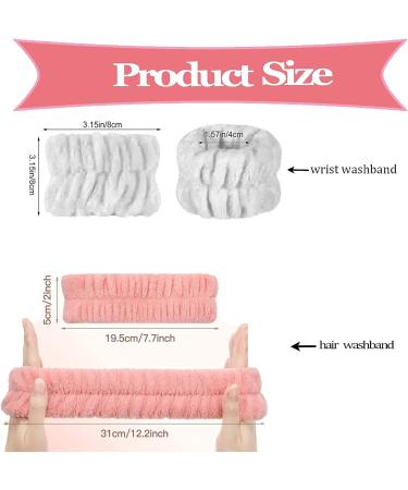 Microfiber 3pcs Face Wash Headband and Wristband Set for Skincare - Pink - Buy Online on GoSupps.com