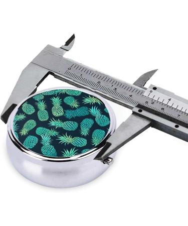 Blue Pineapple Printed Mini Round Pill Box | 3 Compartment Travel Pill Organizer | Portable Medicine Case for Home & Office - Buy Online on GoSupps.com