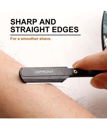 JIFRONT Professional Straight Edge Razor with 100 Single Blades | Barber Shaving Kit for Men | Close Shave Disposable Razor Blades - Buy Online on GoSupps.com