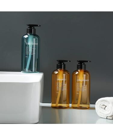 3pc 16.9oz Shampoo & Conditioner Dispenser Bottles - Refillable Pump Containers Set for Shower Body Wash - Reusable Blue Ocean Design - Buy Online on GoSupps.com