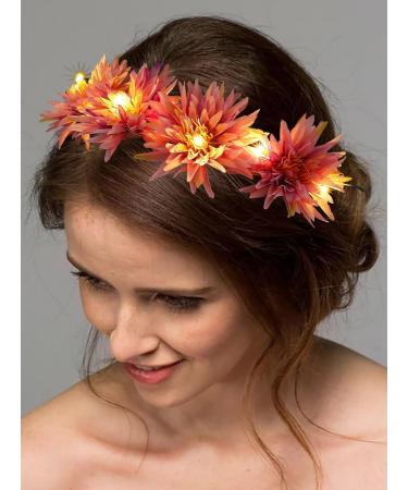 Vakkery Light Up Flower Crown Headbands LED Glow Flashing Hair Garland Headdress Wedding Party Festival Hair Accessories for Women and Girls Pink - Buy Online on GoSupps.com