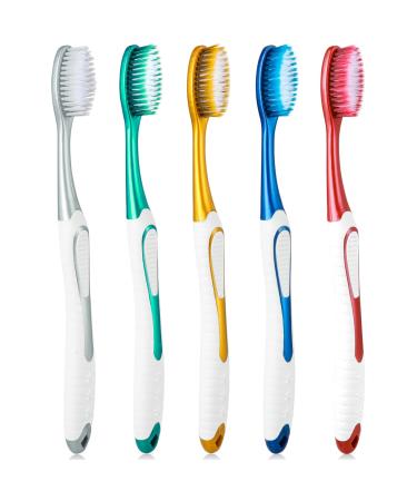 Wllhyf 5 pieces of extra soft toothbrushes portable manual dental floss travel set ultra-clean bristle painless brushes for sensitive gums in adults