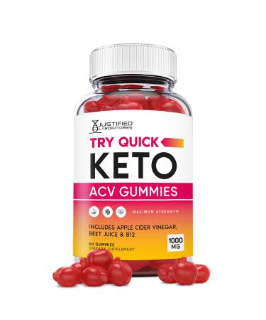 Justified Laboratories Try Quick Keto ACV Gummies 1000MG with Pomegranate Juice Beet Root B12 60 Gummys 60.0 Servings (Pack of 1)