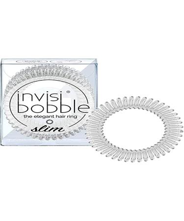 invisibobble SLIM Traceless Spiral Hair Ties - Pack of 3 Crystal Clear - Strong Elastic Grip Coil Hair Accessories for Women - No Kink Non Soaking - Gentle for Girls Teens and Thick Hair