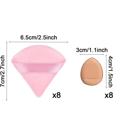 16 Triangle Puffs 8 Cosmetic Puffs and 8 Mini Finger Puffs for Foundation Makeup Concealer and Soft Powder Sponge (Multi-Colour) - Buy Online on GoSupps.com