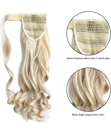 Wavy Ponytail Extension 23 Inch Synthetic Natural Curly Hairpiece Wrap Around Hair Extensions for Women Daily Use Blonde Ponytail Extension - Buy Online on GoSupps.com