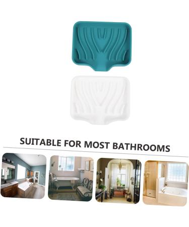 KONTONTY 2pcs Soap Drainer Soap Organizer Storage Soap Holder Bathroom Soap Plate Silicone Storage Containers Travel Soap Holder Soap Holder Case Self Soap Dish Silica Gel Multifunction White Green 12.2X10X2.2CM - Buy Online on GoSupps.com