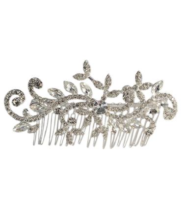 Housoutil Rhinestone Hair Combs Wedding Hair Comb Hair Comb Clips Hair Side Comb Bridal Hair Comb Hair Combs for Wedding Decor Tiara Rhinestones Bride Accessories Zinc Alloy White