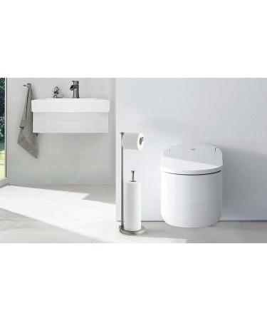 SunnyPoint Free Standing Toilet Paper Holder Stand with Reserve - Brush Nickel Finish - Buy Online on GoSupps.com