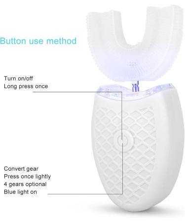 U-Shaped Electric Sonic Toothbrush for Adults | Wireless Charging Tooth Cleaner with Cold Light Teeth Whitening | Oral Care Tool for Travel & Home - White - Buy Online on GoSupps.com