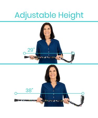 Vive Adjustable Walking Cane for Men and Women - Sturdy Design with Slip-Proof Rubber - Black Butterfly Design - Buy Online on GoSupps.com