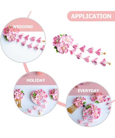 Gadpiparty Japanese Hair Accessories Hair Accessory Tassel Hairpins Floral Hair Clip Hair Ornament Flower Hair for Weddings Hanfu Hair Accessories Alloy Women's Pink Manual Clip - Buy Online on GoSupps.com
