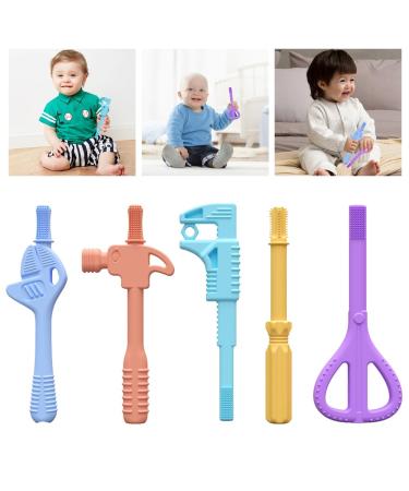 JUCHRZEY 5pcs Baby Chew Toys | Safe Silicone Teething Toys for Babies | Perfect for Soothing Gums - Buy Online on GoSupps.com