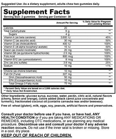 Buy T-RQ Adult Gummy Prenatal Multivitamins â€“ Cherry Lemon Orange Flavor | 60 Gummies - Buy Online on GoSupps.com