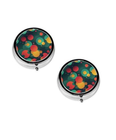 Abstract Round Pattern Printed Mini Round Pill Box Pill Box 3 Compartment Medicine Pill Case Pill Organizer Travel Pillbox Portable Pill Box for Pocket Home Office Use