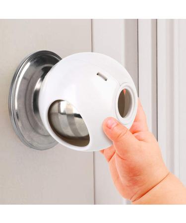 Door Knob Safety Cover for Kids (4 Pack) New Shape & Structure Design Child Door Knob Covers Prevent Children from Opening Doors Baby Safety Door Knob Locks Fit Most Knobs White 4 Count (Pack of 1)