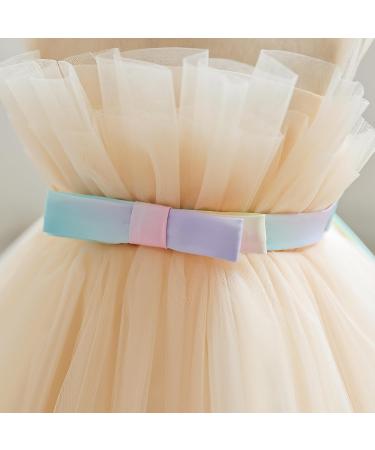 Miipat Baby Girl Princess Party Dress with Headband | Sleeveless Tulle Toddler Wedding Flower Girl Dress | Champagne, 18-24 Months - Buy Online on GoSupps.com