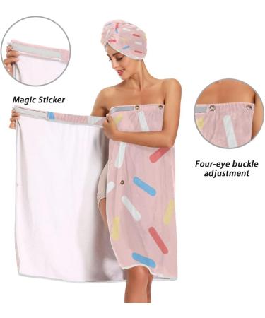 Set of 3 Towel Wraps - Pink Blue & White Abstract Patterns | Adjustable Absorbent Spa Body Wraps for Women - Buy Online on GoSupps.com